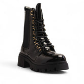 Europeon Union Women Black Vernis Leather Half Boot #3336